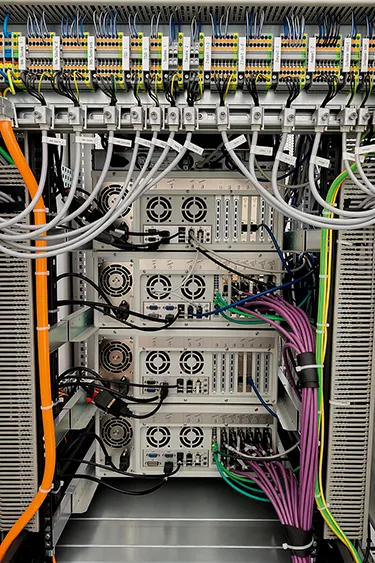 Interior view of the control cabinet with the PEAK interface cards